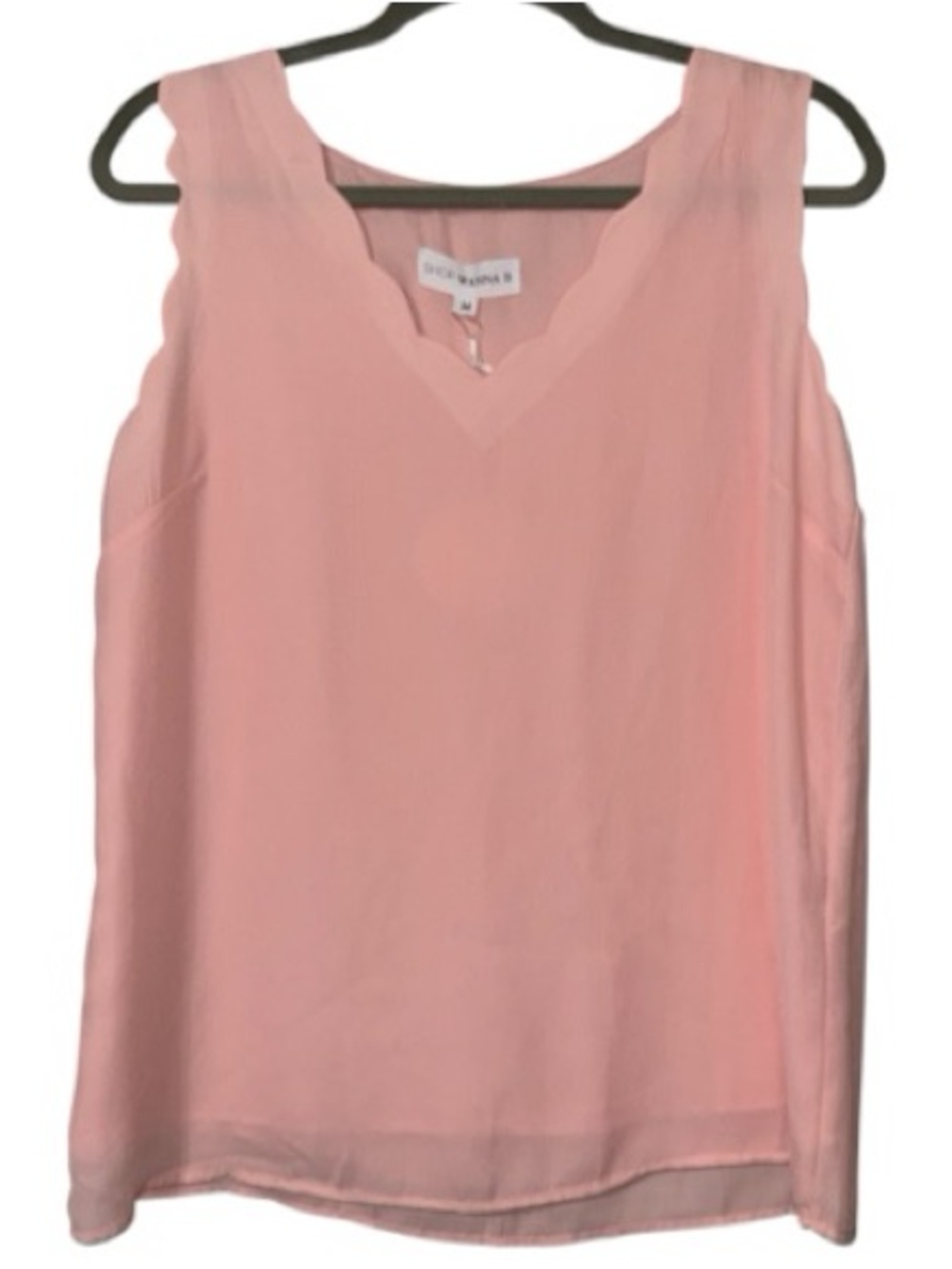 Shop Wanna B women’s size medium blush pink scalloped neck layered tank top new